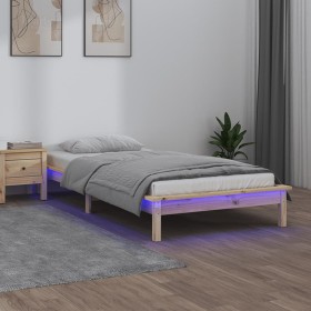 Estructura de cama con LED madera maciza 90x200 cm de , Camas y somieres - Ref: Foro24-820591, Precio: 73,99 €, Descuento: %