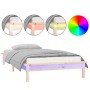 Bed frame with LED solid wood 90x200 cm by , Beds and slatted bases - Ref: Foro24-820591, Price: 74,32 €, Discount: %