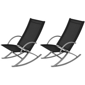 Garden rocking chairs, 2 units, black steel and textilene by vidaXL, Garden chairs - Ref: Foro24-42163, Price: 99,73 €, Disco...