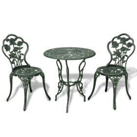 Garden bistro table and chairs 3 pieces green cast aluminum by vidaXL, Garden sets - Ref: Foro24-42164, Price: 198,99 €, Disc...