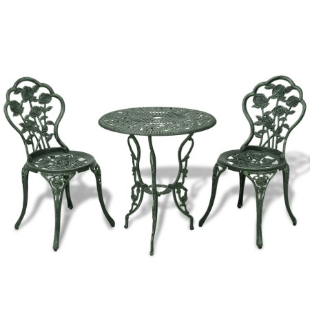 Garden bistro table and chairs 3 pieces green cast aluminum by vidaXL, Garden sets - Ref: Foro24-42164, Price: 212,04 €, Disc...