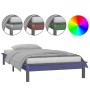 Bed frame with LED solid gray wood 90x200 cm by , Beds and slatted bases - Ref: Foro24-820593, Price: 126,99 €, Discount: %