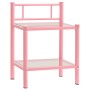 Metal nightstand with pink and transparent glass, measuring 45x34.5x60.5cm. by vidaXL, Nightstands - Ref: Foro24-325091, Pric...