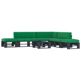 6-piece pallet furniture and black impregnated pine wood cushions by , Garden sets - Ref: Foro24-3066870, Price: 427,99 €, Di...