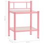 Metal nightstand with pink and transparent glass, measuring 45x34.5x60.5cm. by vidaXL, Nightstands - Ref: Foro24-325091, Pric...