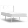 Metal bed frame with white headboard 100x190 cm by , Beds and slatted bases - Ref: Foro24-355506, Price: 63,83 €, Discount: %