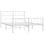 Metal bed frame with headboard and white footboard 120x190 cm by , Beds and slatted bases - Ref: Foro24-355527, Price: 111,97...