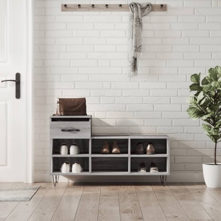 Sonoma gray plywood shoe cabinet 102x36x60 cm by , Shoe racks and shoe organizers - Ref: Foro24-831370, Price: 53,99 €, Disco...