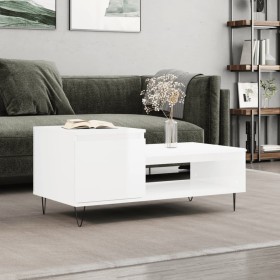 Glossy white plywood coffee table 100x50x45 cm by , Coffee table - Ref: Foro24-830830, Price: 58,33 €, Discount: %