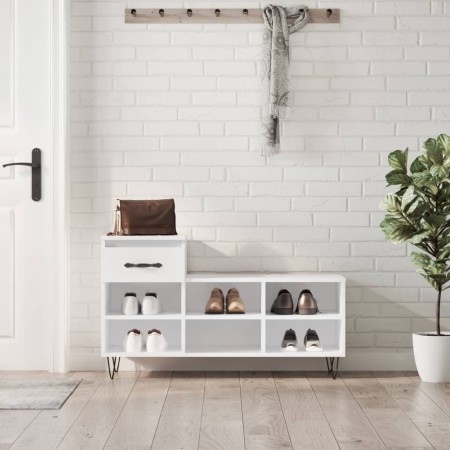 Glossy white plywood shoe cabinet 102x36x60 cm by , Shoe racks and shoe organizers - Ref: Foro24-831366, Price: 47,06 €, Disc...