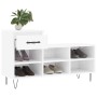 Schuhschrank aus glänzend weißem Sperrholz, 102 x 36 x 60 cm von , Schuhregale und Schuhorganisatoren - Ref: Foro24-831366, P...