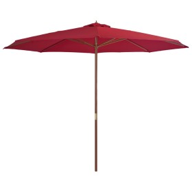 Garden umbrella with wooden pole 350 cm burgundy by , Umbrellas - Ref: Foro24-44531, Price: 118,99 €, Discount: %