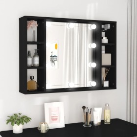 Mueble con espejo y LED negro 76x15x55 cm de , Tocadores de baño - Ref: Foro24-808856, Precio: 57,93 €, Descuento: %