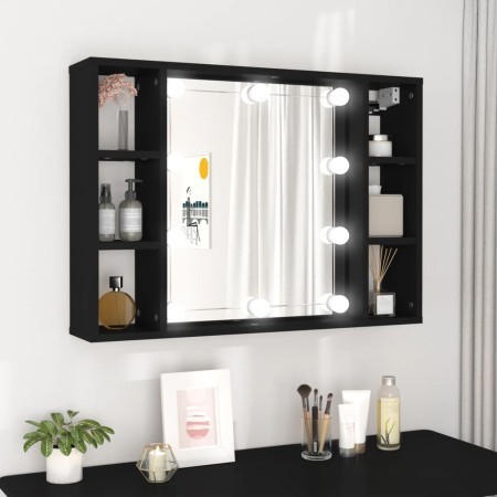 Mueble con espejo y LED negro 76x15x55 cm de , Tocadores de baño - Ref: Foro24-808856, Precio: 58,72 €, Descuento: %