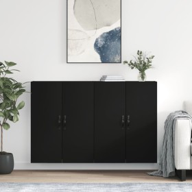 Wall cabinets 2 pcs black engineered wood by , Sideboards - Ref: Foro24-3197890, Price: 156,99 €, Discount: %