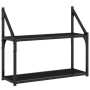 2-tier black engineered wood wall shelf 60x21x51 cm by , Shelves and shelves - Ref: Foro24-835459, Price: 25,22 €, Discount: %