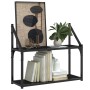 2-tier black engineered wood wall shelf 60x21x51 cm by , Shelves and shelves - Ref: Foro24-835459, Price: 25,22 €, Discount: %