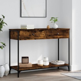 Smoked oak plywood console table 100x34.5x75 cm by , Side tables - Ref: Foro24-834172, Price: 86,99 €, Discount: %