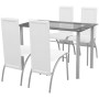 Conjunto de Comedor Cuero Artificial de Cinco Piezas de Color Blanco de vidaXL, muebles para cocinas y comedores - Ref: Foro2...