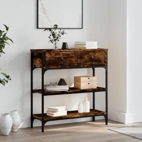 Smoked oak engineered wood console table 72.5x25x75 cm by , Side tables - Ref: Foro24-834187, Price: 76,39 €, Discount: %