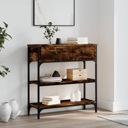 Smoked oak engineered wood console table 72.5x25x75 cm by , Side tables - Ref: Foro24-834187, Price: 75,99 €, Discount: %