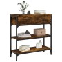 Smoked oak engineered wood console table 72.5x25x75 cm by , Side tables - Ref: Foro24-834187, Price: 75,99 €, Discount: %