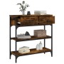 Smoked oak engineered wood console table 72.5x25x75 cm by , Side tables - Ref: Foro24-834187, Price: 76,67 €, Discount: %