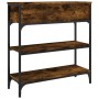 Smoked oak engineered wood console table 72.5x25x75 cm by , Side tables - Ref: Foro24-834187, Price: 75,99 €, Discount: %