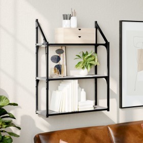 Sonoma gray engineered wood wall shelf 60x21x78.5cm by , Shelves and shelves - Ref: Foro24-835452, Price: 37,78 €, Discount: %