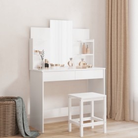 Dressing table with glossy white mirror 96x39x142 cm by , Bedroom Dressers - Ref: Foro24-837578, Price: 114,43 €, Discount: %