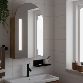 Mueble de baño con espejo arqueado y luz LED roble 42x13x70 cm de , Tocadores de baño - Ref: Foro24-357976, Precio: 121,99 €,...