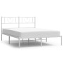 Metal bed frame with white headboard 135x190 cm by , Beds and slatted bases - Ref: Foro24-355511, Price: 93,99 €, Discount: %