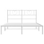 Estructura de cama de metal con cabecero blanca 135x190 cm de , Camas y somieres - Ref: Foro24-355511, Precio: 93,50 €, Descu...