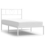 Metal bed frame with white headboard 90x200 cm by , Beds and slatted bases - Ref: Foro24-355505, Price: 69,96 €, Discount: %