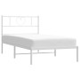 Estructura de cama de metal con cabecero blanco 90x200 cm de , Camas y somieres - Ref: Foro24-355505, Precio: 70,99 €, Descue...