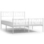 Metal bed frame with headboard and white footboard 140x190 cm by , Beds and slatted bases - Ref: Foro24-355530, Price: 117,47...