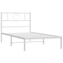 Metal bed frame with white headboard 90x200 cm by , Beds and slatted bases - Ref: Foro24-355505, Price: 69,96 €, Discount: %