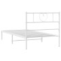 Estructura de cama de metal con cabecero blanco 90x200 cm de , Camas y somieres - Ref: Foro24-355505, Precio: 70,99 €, Descue...