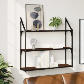 Oak brown engineered wood wall shelf 80x21x78.5cm by , Shelves and shelves - Ref: Foro24-835458, Price: 35,92 €, Discount: %