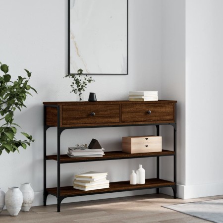 Oak brown engineered wood console table 100x25x75 cm by , Side tables - Ref: Foro24-834184, Price: 93,06 €, Discount: %