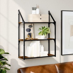 Oak brown engineered wood wall shelf 60x21x78.5cm by , Shelves and shelves - Ref: Foro24-835453, Price: 37,30 €, Discount: %