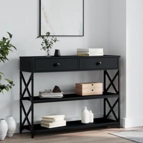 Black engineered wood console table 100x28x75 cm by , Side tables - Ref: Foro24-834190, Price: 88,71 €, Discount: %