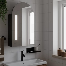 Mueble de baño con espejo arqueado y luz LED negro 42x13x70 cm de , Tocadores de baño - Ref: Foro24-357975, Precio: 116,03 €,...