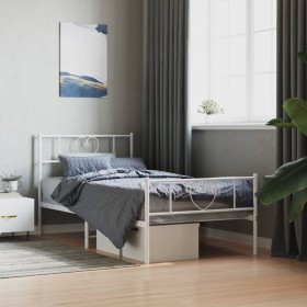 Estructura cama metal con cabecero y pie cama blanca 80x200 cm de , Camas y somieres - Ref: Foro24-355521, Precio: 87,75 €, D...