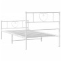 Metal bed frame with headboard and footboard white 90x200 cm by , Beds and slatted bases - Ref: Foro24-355523, Price: 65,99 €...