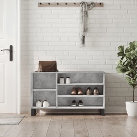 Shoe cabinet made of gray concrete plywood wood 102x36x60 cm by , Shoe racks and shoe organizers - Ref: Foro24-831424, Price:...