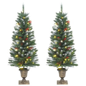 Árboles Navidad artificiales 2 uds 100 LED verde blanco 120 cm de , Arboles de navidad - Ref: Foro24-357771, Precio: 74,28 €,...