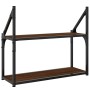 Engineered wood brown oak wall shelf 60x21x51 cm by , Shelves and shelves - Ref: Foro24-835463, Price: 25,06 €, Discount: %