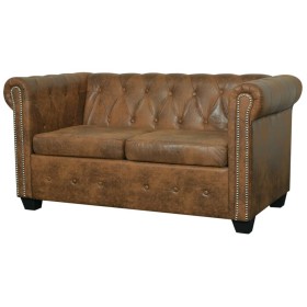 Chesterfield 2-Sitzer-Sofa aus braunem Kunstleder von vidaXL, Sofas - Ref: Foro24-243619, Preis: 497,99 €, Rabatt: %