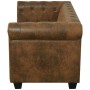 Sofá Chesterfield de 2 plazas cuero sintético marrón de vidaXL, Sofás - Ref: Foro24-243619, Precio: 383,06 €, Descuento: %